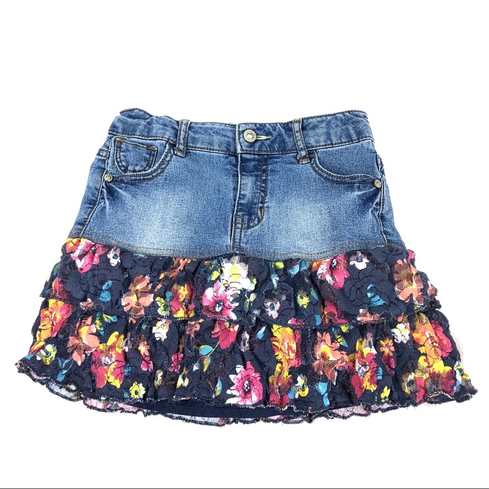 Jordache Girl’s Denim Floral Trim Skirt